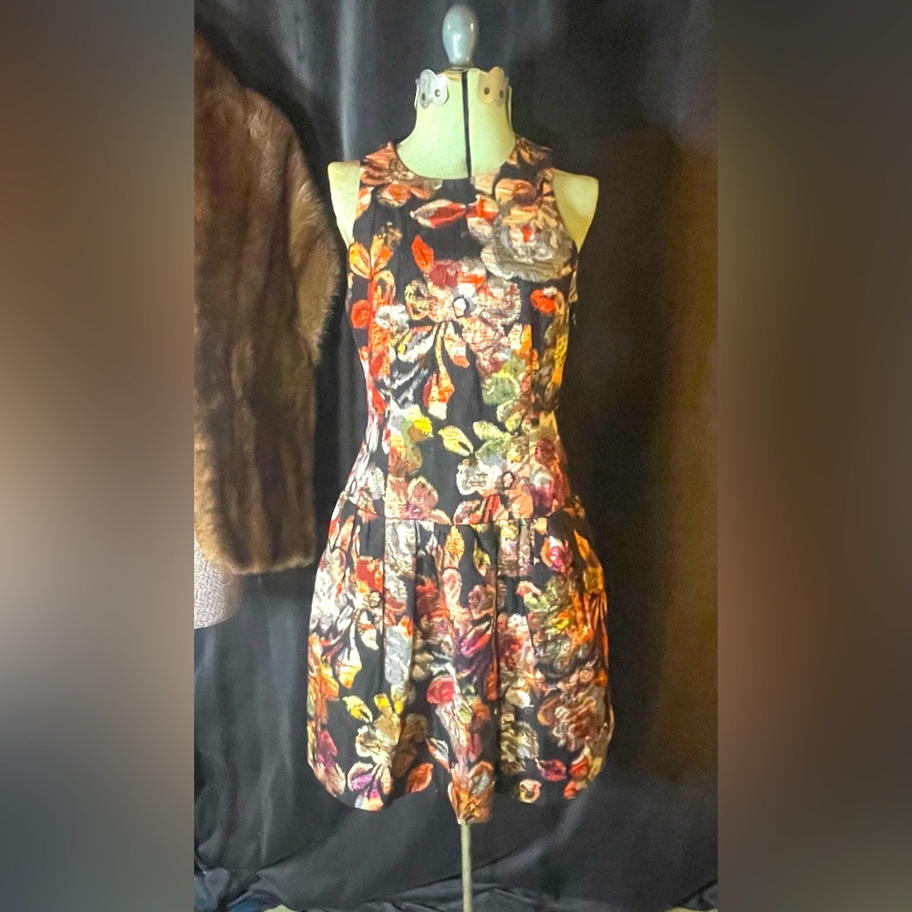🖤 Leifsdottir 🖤 Anthropologie Metallic Brocade Sleeveless Adeleta Dress XS 2